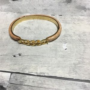 Vintage 24k plated Italian leather bangle